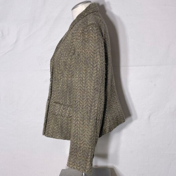 Vintage Oscar De La Renta Petite Oscar Tweed Double Breasted Brown Blazer L - Picture 3 of 12
